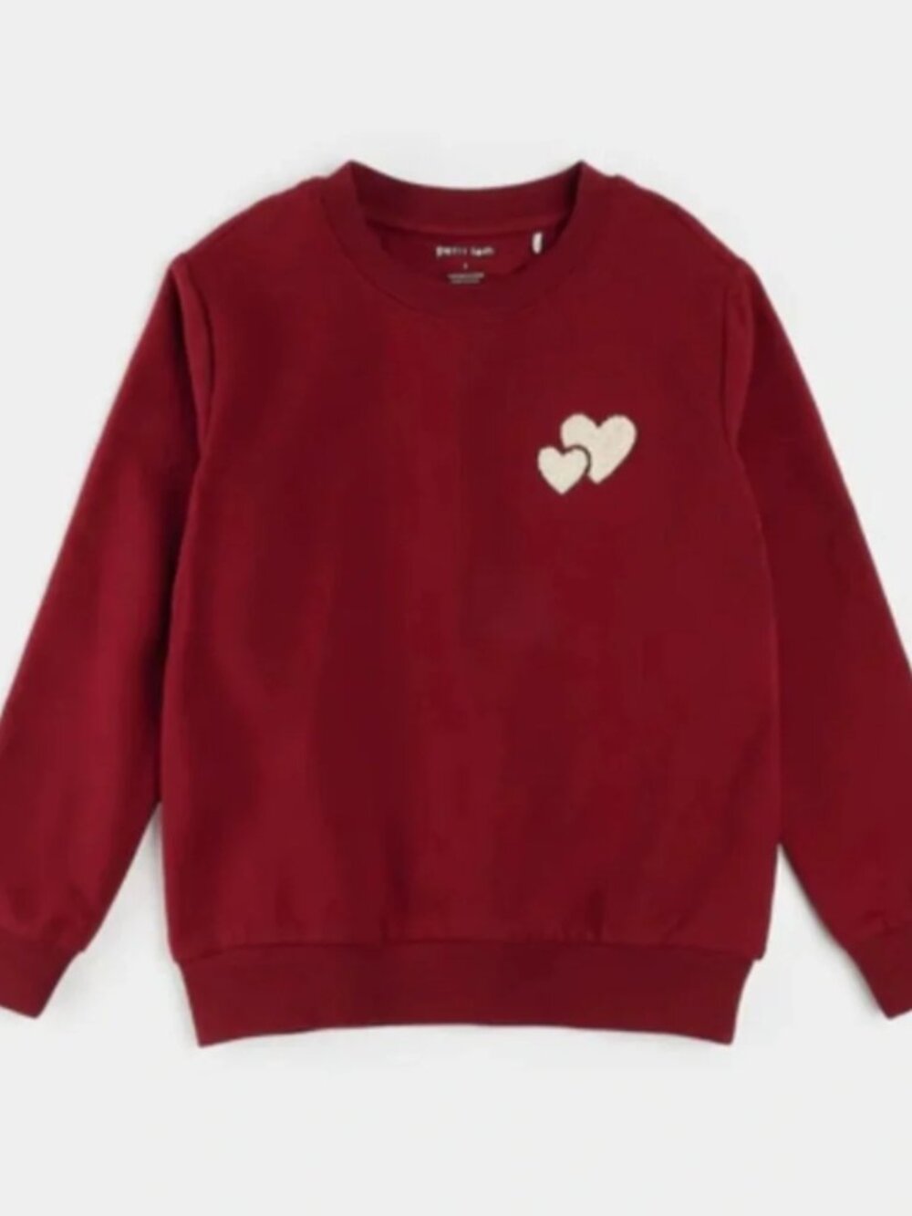 NWT Petit Lem Baby Heart Organic Cotton Sweatshirt in Burgundy Red